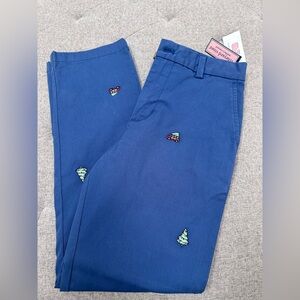 NWT vineyard vines, boys breaker pants Christmas embroidery moonshine blue 14
